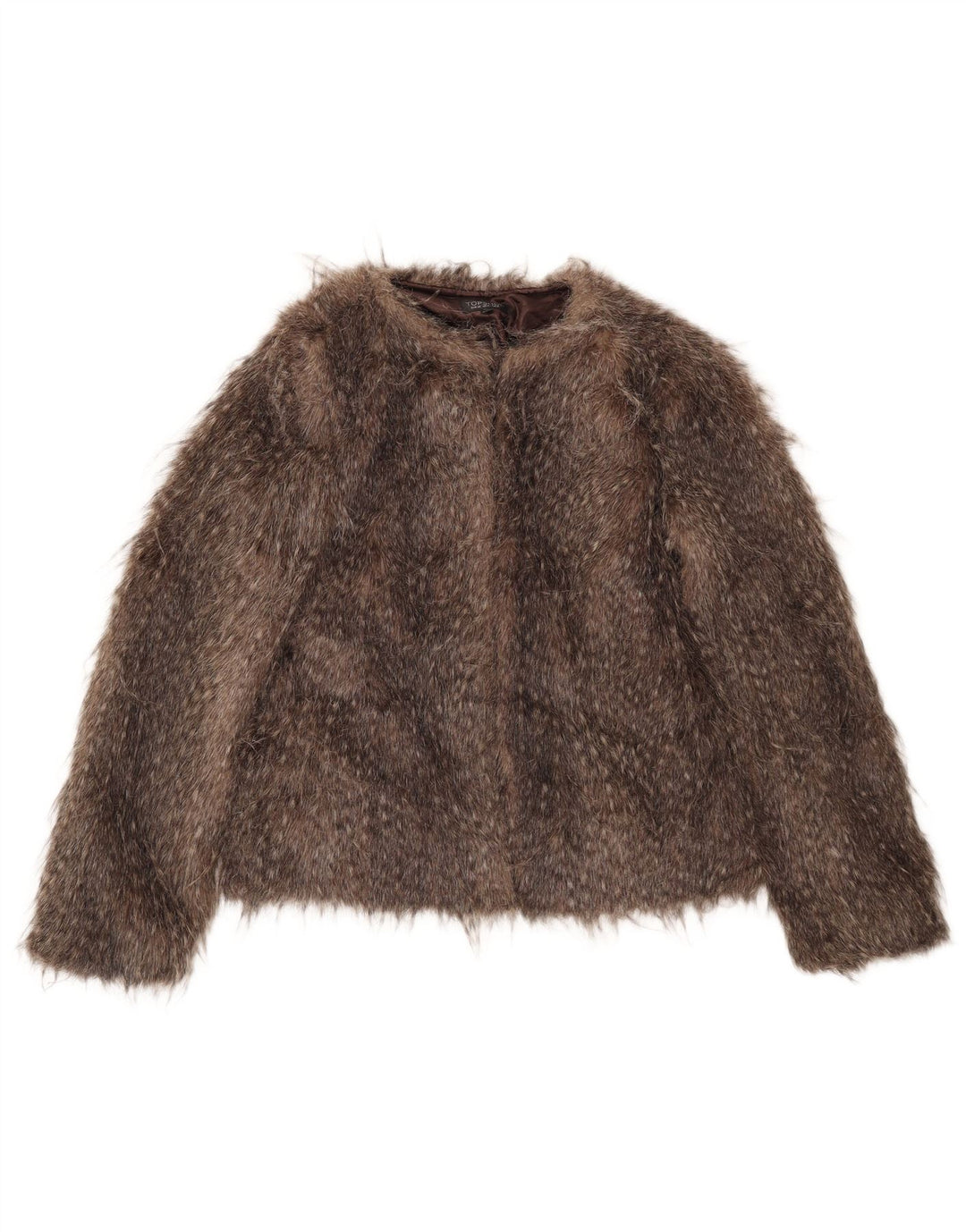 Topshop Dame imiteret Pelsjakke UK 8 Small Brown Modacryl