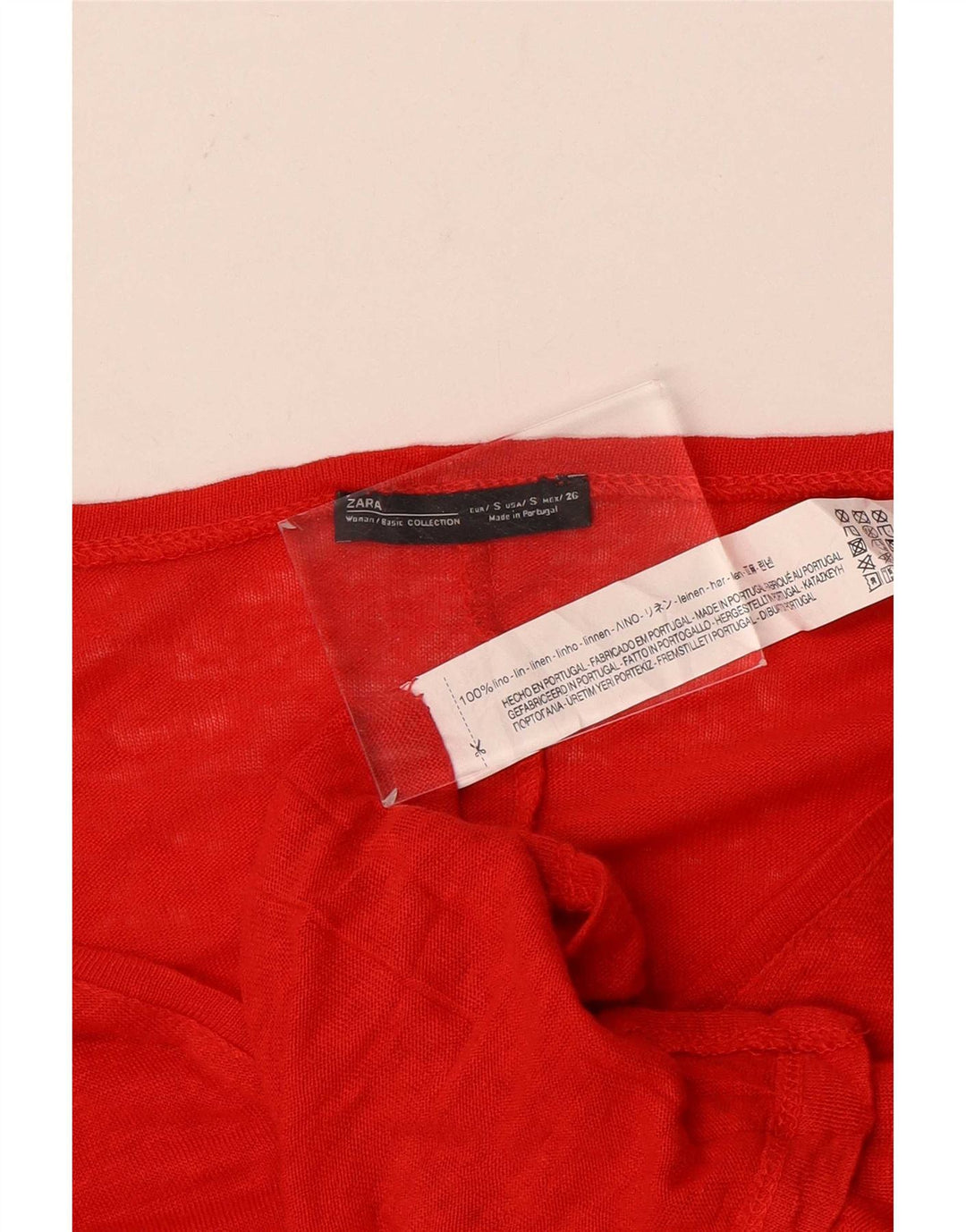 Zara Womens Oversized T-Shirt Top UK 10 Small Red Linen