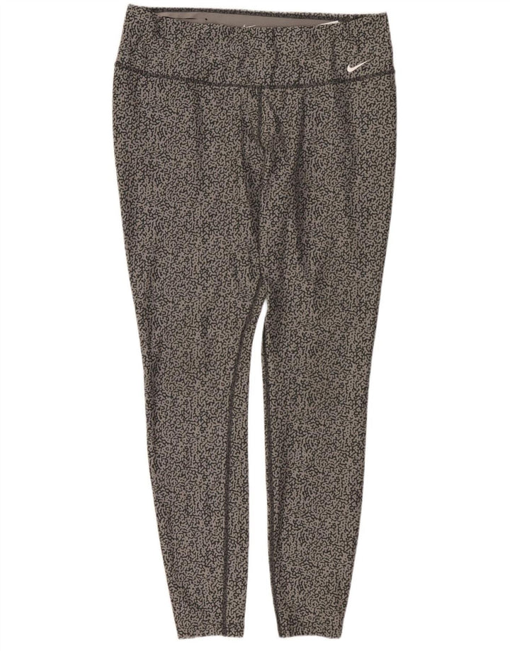 NIKE Dame Dri Fit Leggings UK 18 XL Grå Animal Print Polyester