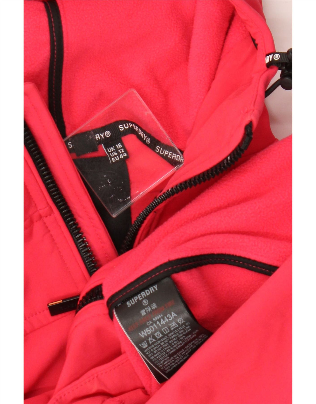 Superdry Womens Crop Hooded Windbreaker Jacket UK 16 Large Pink Polyester