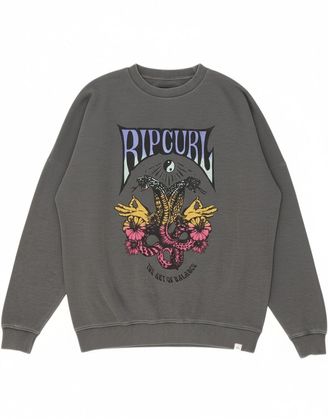 RIP CURL Mens Loose Fit Graphic Sweatshirt Jumper 2XS Grey Vintage Rip Curl and Second-Hand Rip Curl from Messina Hembry 