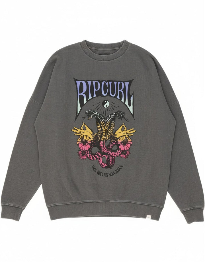 RIP CURL Mens Loose Fit Graphic Sweatshirt Jumper 2XS Grey Vintage Rip Curl and Second-Hand Rip Curl from Messina Hembry 