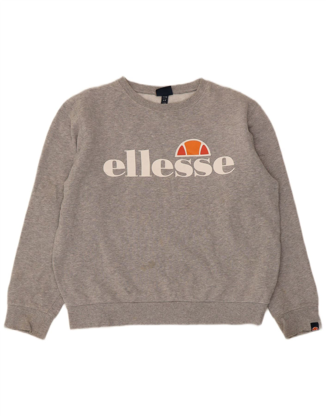 Ellesse Womens Grafisk Oversized Sweatshirt Jumper UK 10 Small Grey Flecked