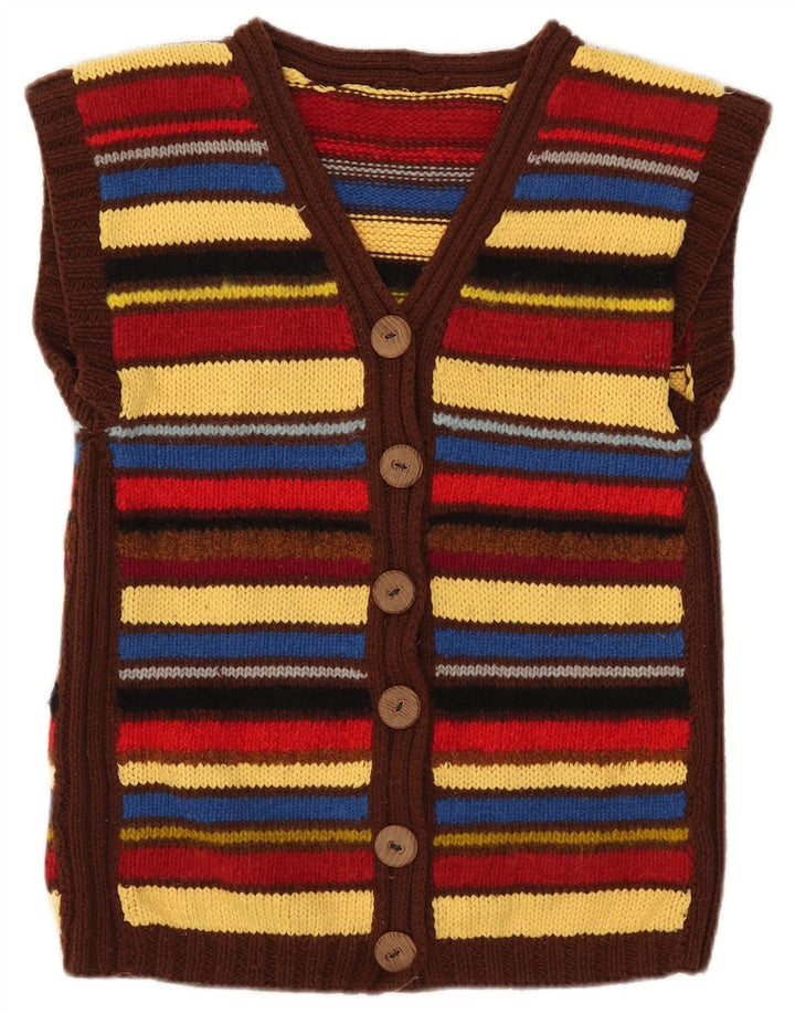 Vintage Dame Cardigan Sweater UK 12 Medium Flerfarvet Stribet