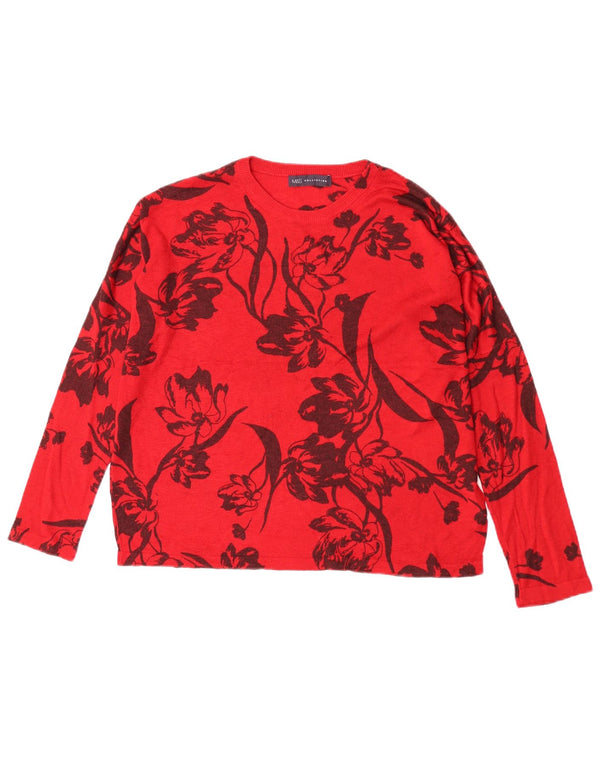 Marks & Spencer dame sweater med rund hals DK 14 Medium rød blomster
