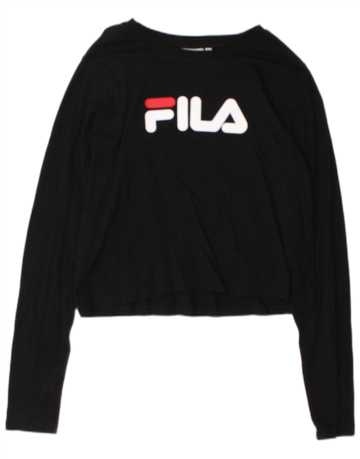 Fila Womens Crop Graphic Top Langærmet UK 14 Large Black