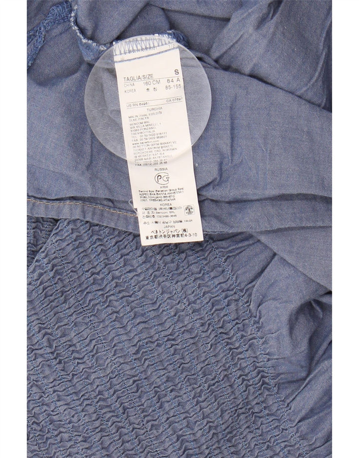BENETTON Girls Cami Top 7-8 Years Small  Blue Cotton Vintage Benetton and Second-Hand Benetton from Messina Hembry 