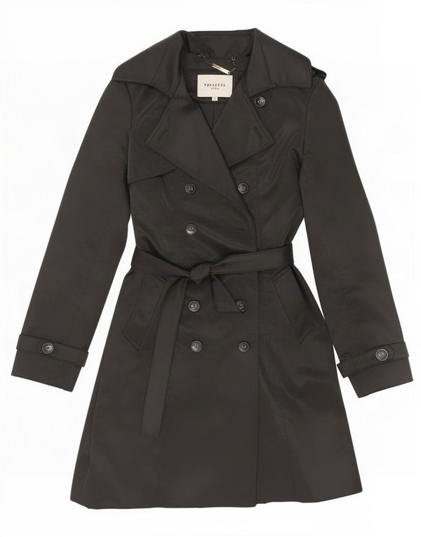 Specchio Trench Coat til kvinder UK 10 Lille sort polyester
