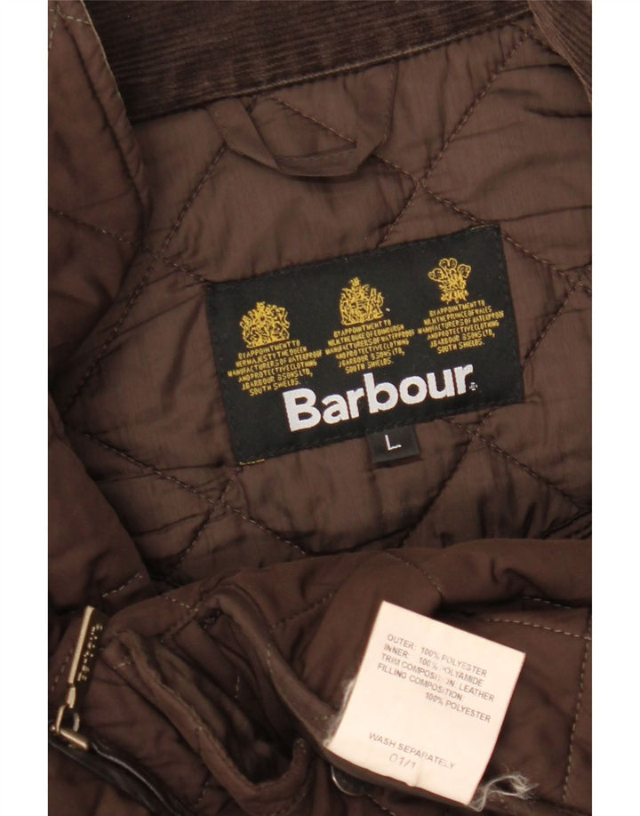 BARBOUR Herre quiltet jakke UK 40 Stor brun polyester