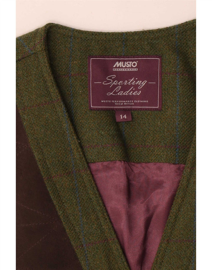 Musto Womens Gilet UK 14 Large Khaki Ternet Uld