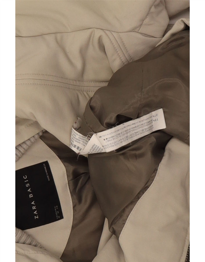 Zara Dame Polstret Jakke UK 12 Medium Beige Bomuld