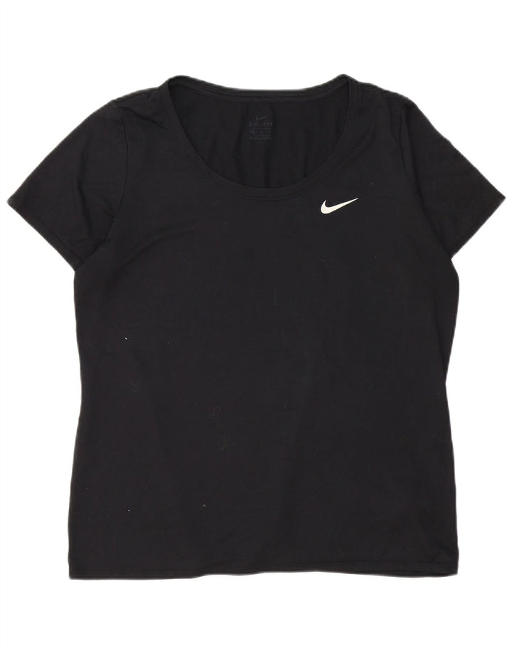 Nike Dame Dri Fit T-Shirt Top UK 18 XL Sort Polyester