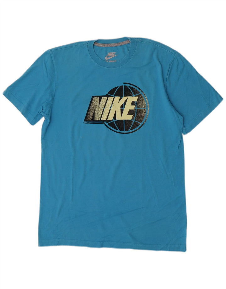 Nike Herre Regular Fit Grafisk T-shirt Top Medium Blue Bomuld