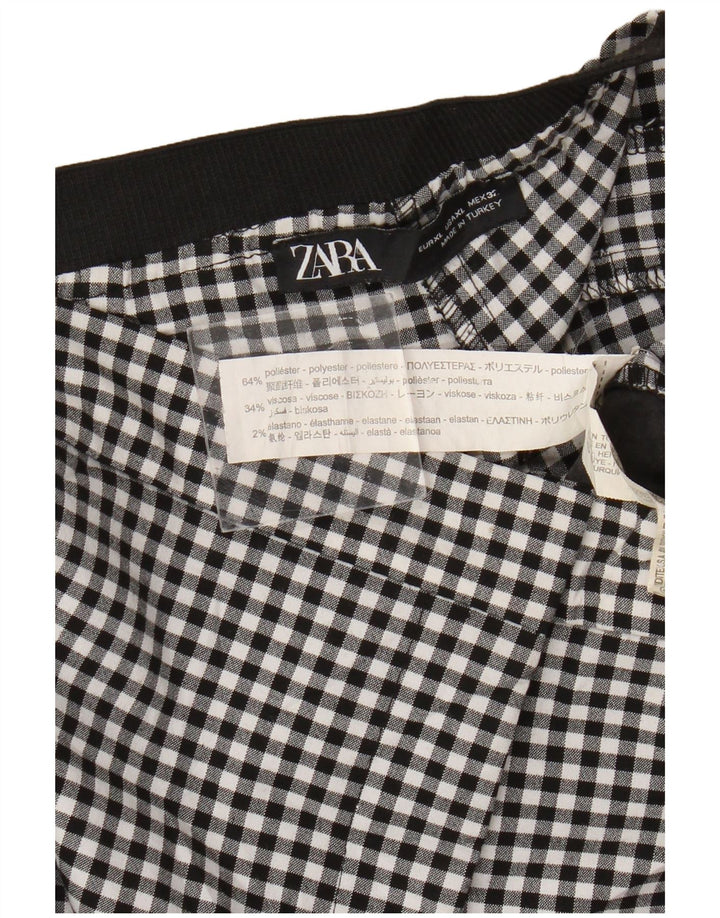 Zara Dame Slim Chino Bukser XL W32 L27 Sort Gingham Polyester