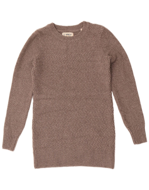 Fat Face Dame Longline Boat Neck Jumper Sweater UK 6 XS Grå Polyester