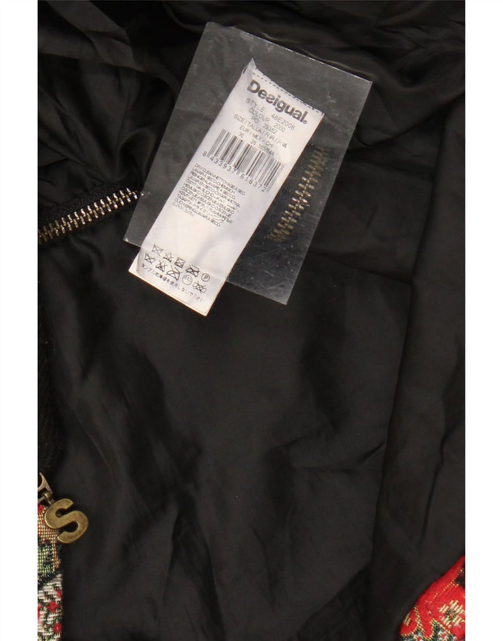 DESIGUAL Dame Overfrakke EU 36 Lille Sort Paisley Uld