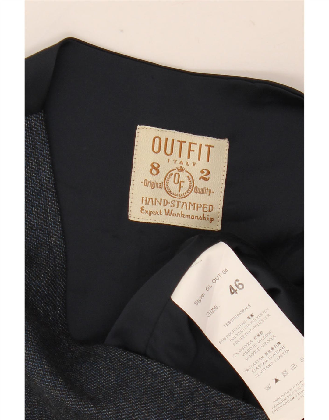 Vintage herrevest IT 46 Lille marineblå ternet polyester