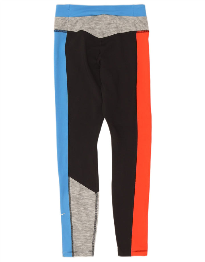Nike Dame Dri Fit Leggings UK 10 Small Multicolor Colourblock