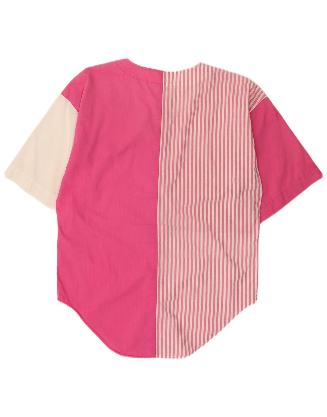 Vintage kortærmet skjortebluse til kvinder EU 40 Medium Pink Colourblock