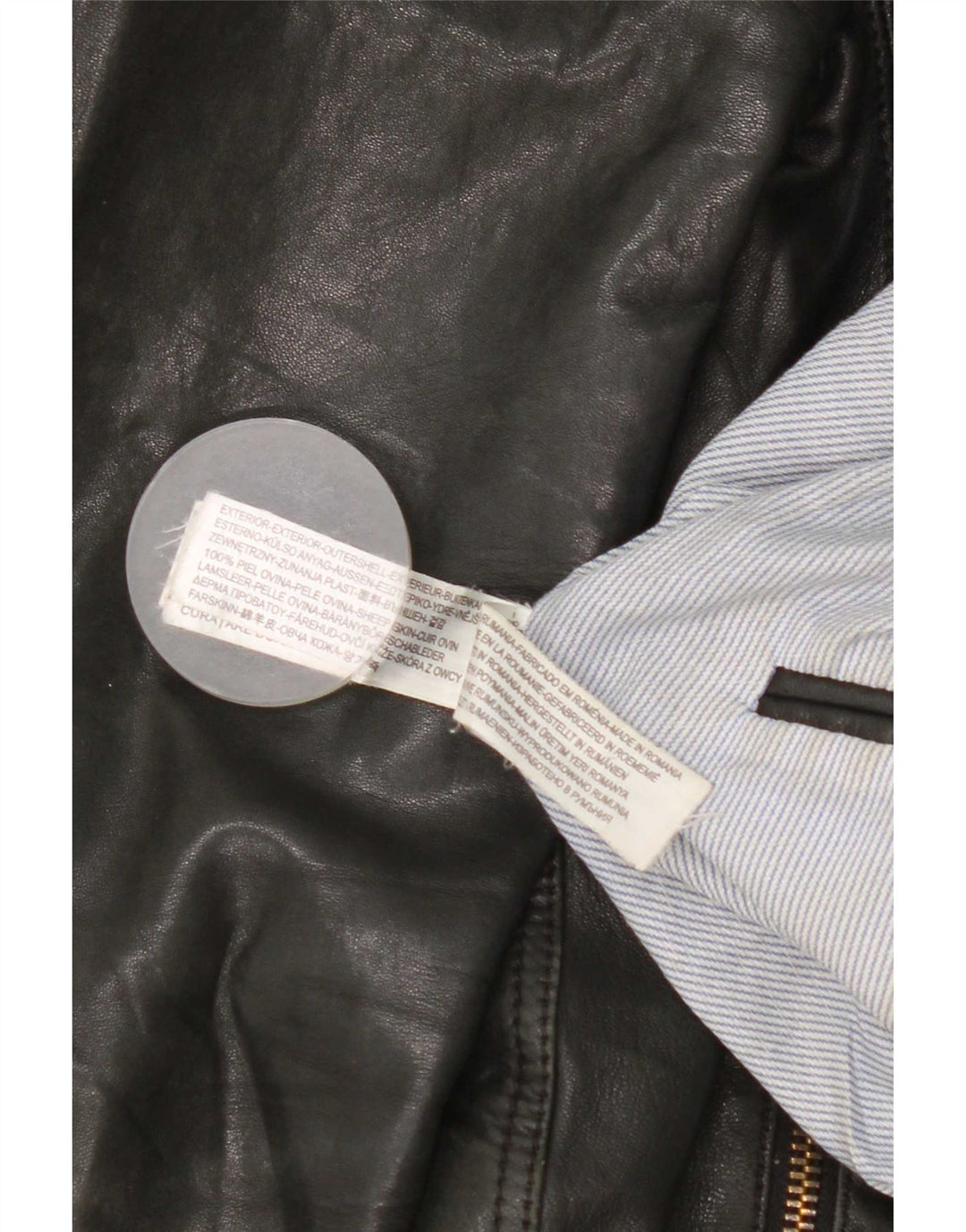 Massimo Dutti Dame Biker Læderjakke UK 10 Lille Sort