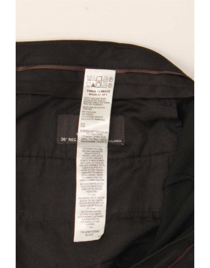 Marks & Spencer Herre Lige Regular Fit Suit Bukser W36 L31 Sort