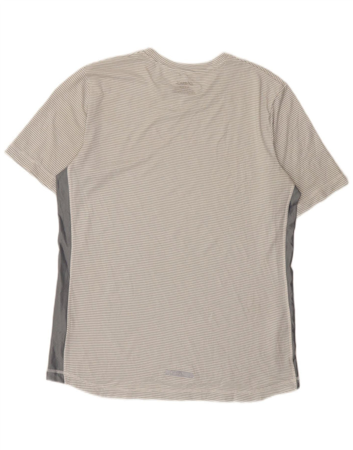 Asics Herre T-Shirt Top Medium White Pinstripe Polyester