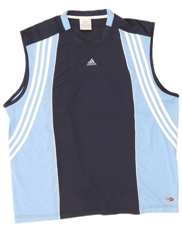 Adidas Herre Climacool Vest Top 2XL Navy Blue Colourblock Polyester
