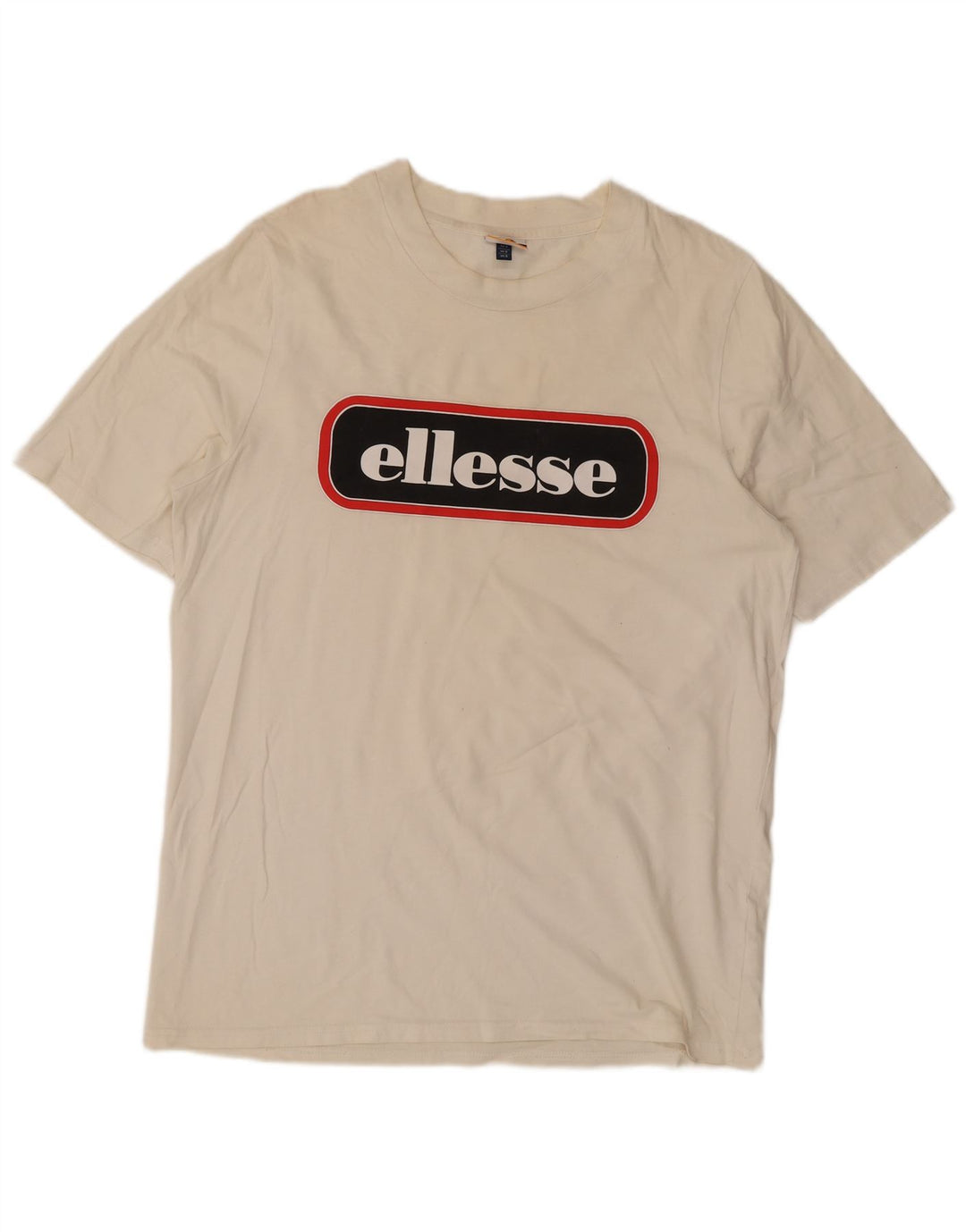 Ellesse Herre Grafisk T-Shirt Top Lille Off White Bomuld