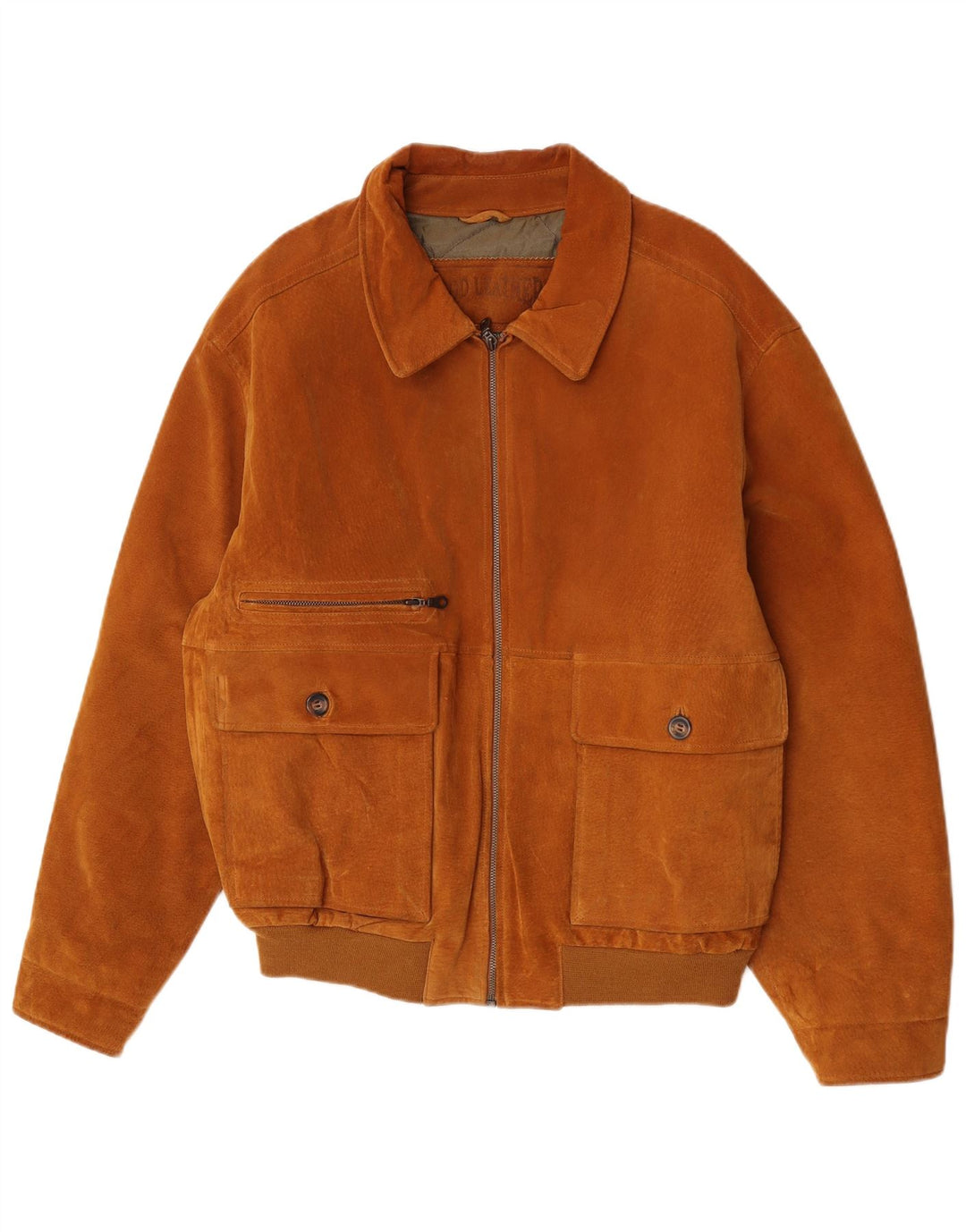 James Dillon Herre Ruskind Bomber Jacket UK 40 Large Beige Læder