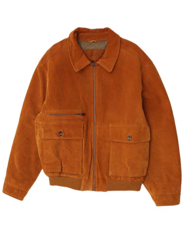 James Dillon Herre Ruskind Bomber Jacket UK 40 Large Beige Læder