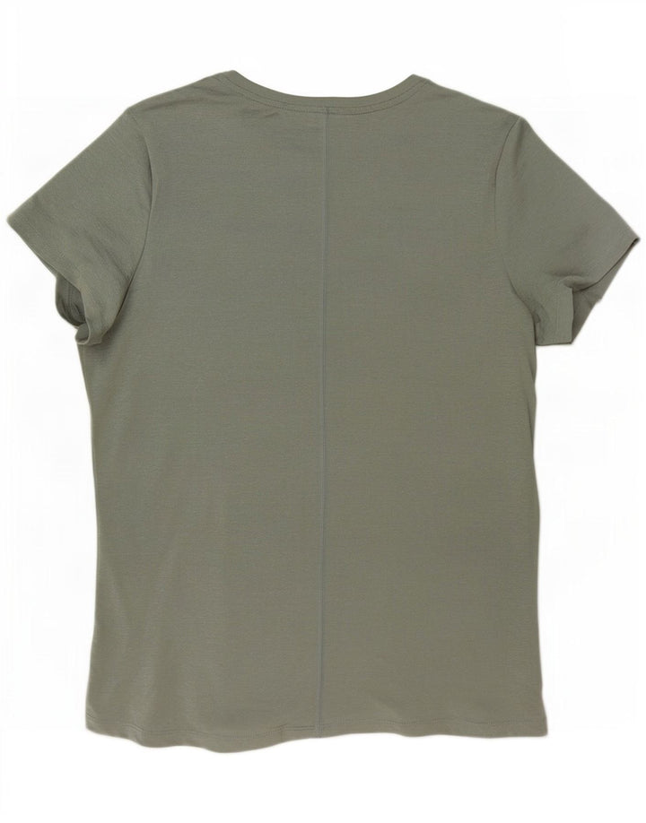 Nike Dame Dri Fit Slim T-Shirt Top UK 16 Stor Grøn Polyester