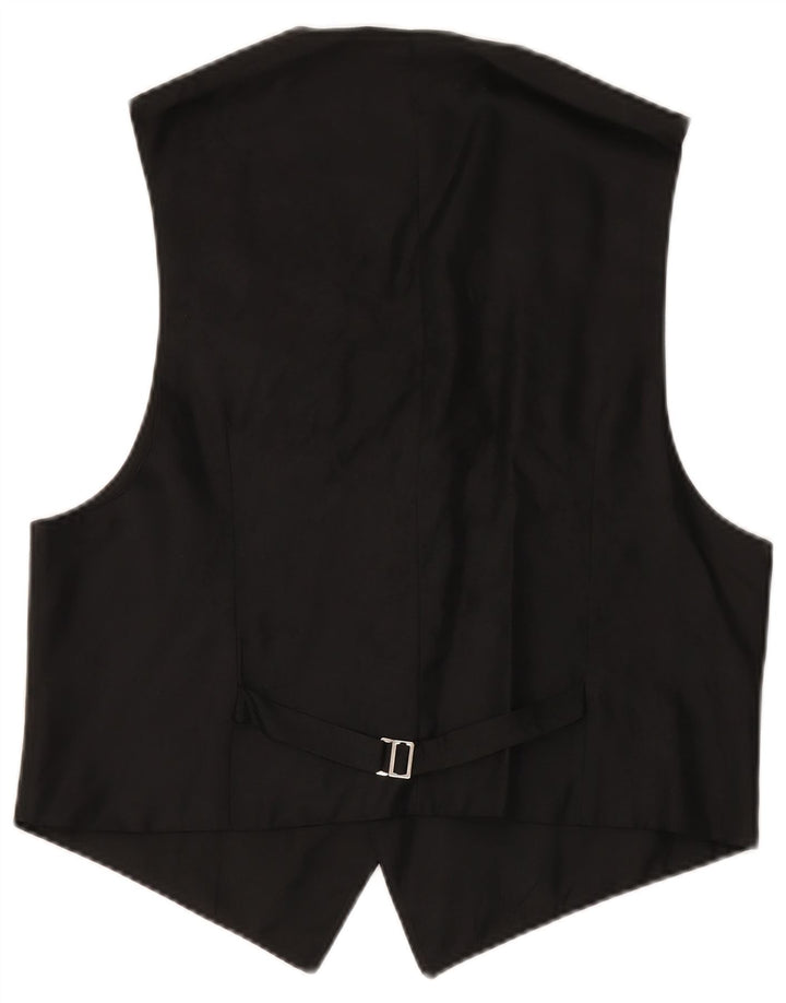 VINTAGE Mens Waistcoat IT 50 Medium Black Geometric Wool