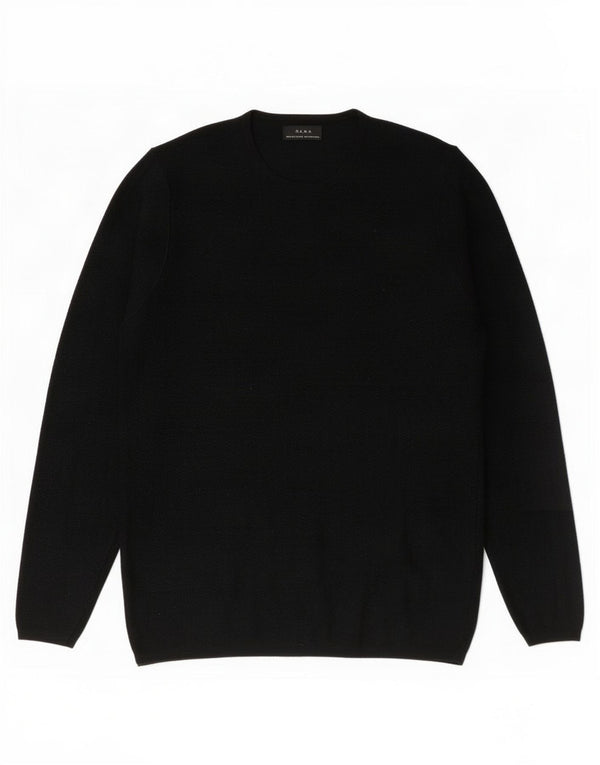 Zara Dame Jumper Sweater UK 10 Small Black Chevron Viscose