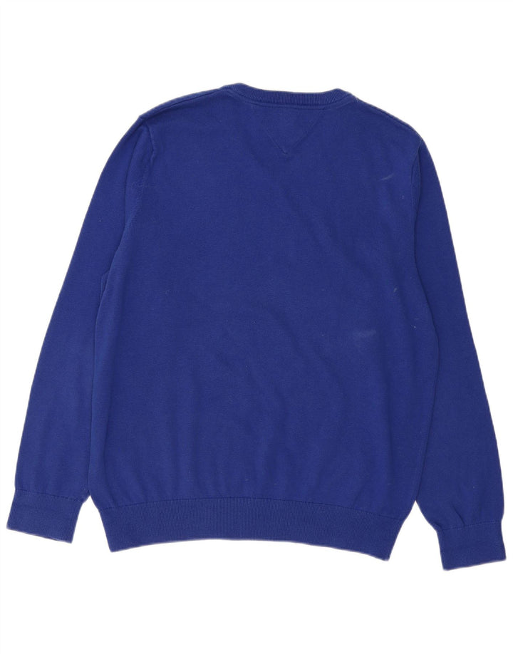 TOMMY HILFIGER Mens V-Neck Jumper Sweater Large Blue
