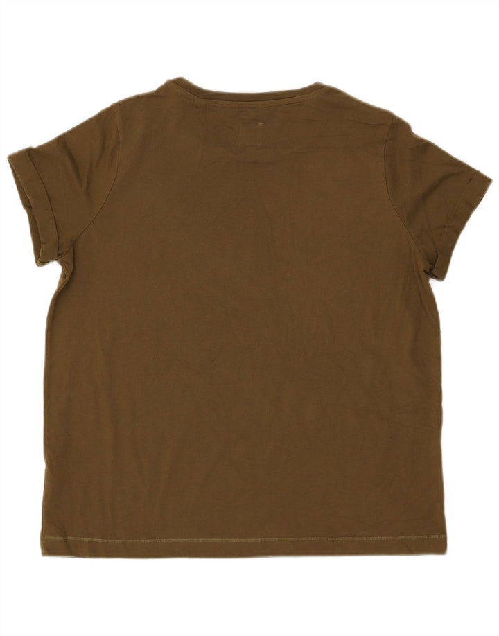 Jack Wills Dame T-Shirt Top UK 12 Medium Khaki Bomuld