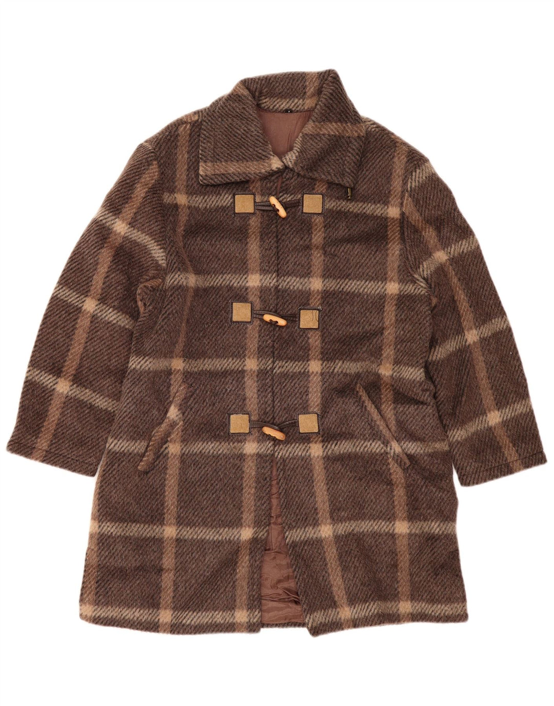 VINTAGE Dame Duffle Coat US 1 XS brun ternet uld