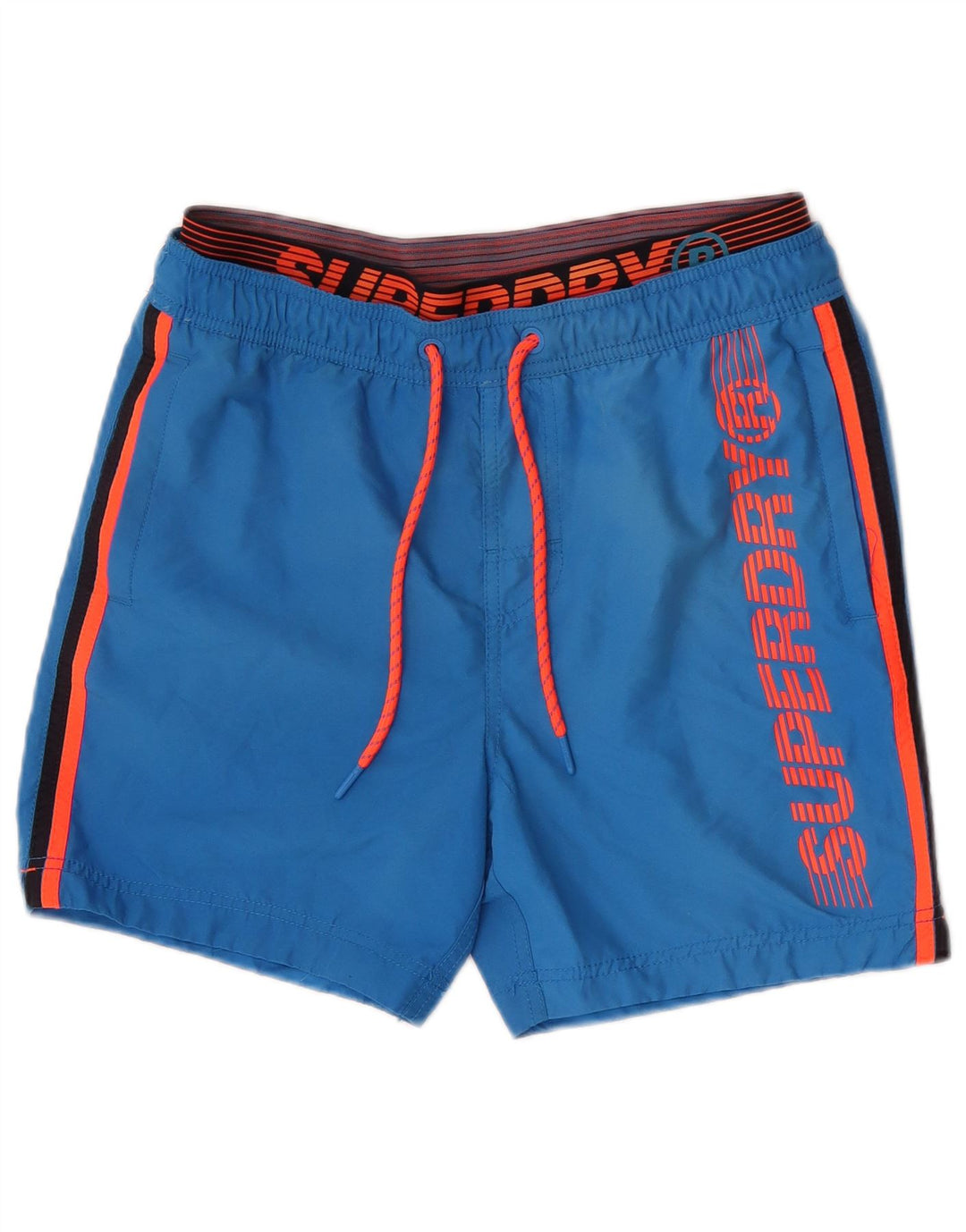Superdry grafiske badeshorts til mænd mellemblå polyester