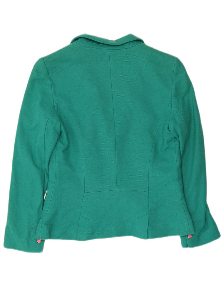 Zara Dame Crop 2 Button Blazer Jacket UK 12 Medium Green Bomuld