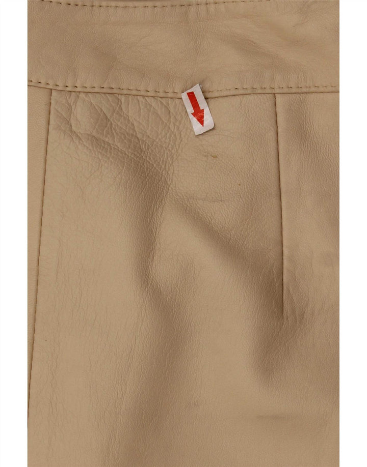 Vintage lædernederdel til kvinder UK 12 Medium W28 Beige