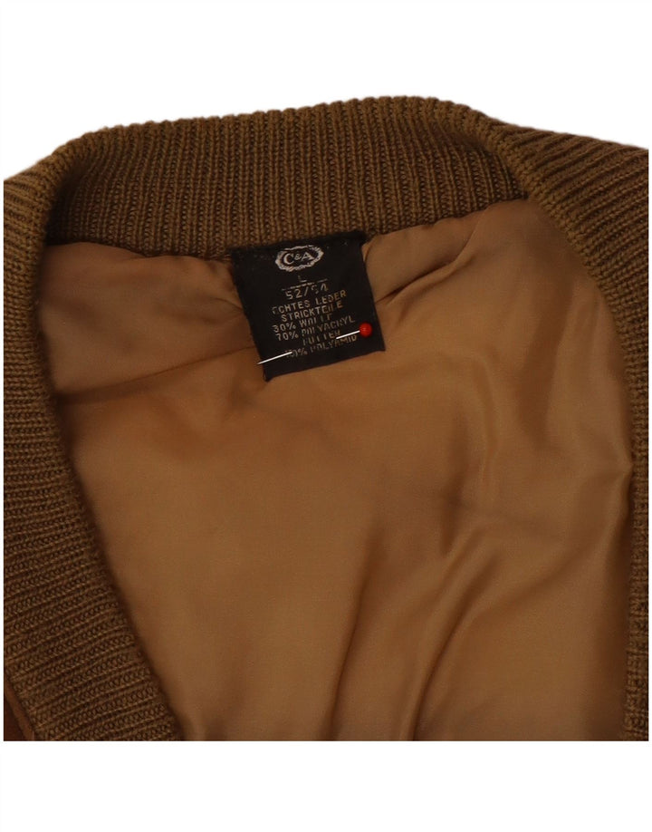 C&A Herre Ruskind Cardigan Sweater EU 52/54 Stor brunt læder