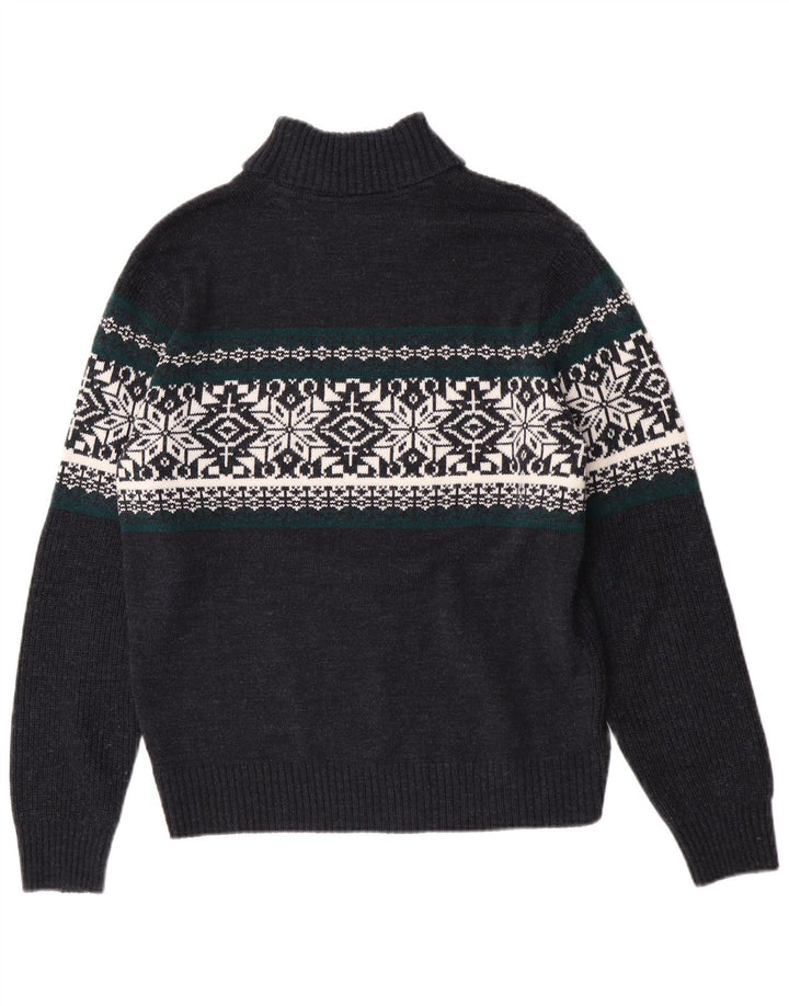 Canda Herre rullehals sweater Medium Navy Blue Fair Isle Akryl