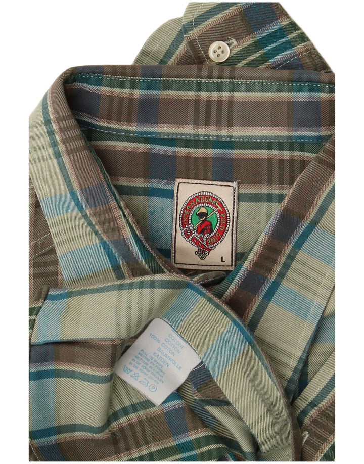 Vintage flannelskjorte til mænd, stor flerfarvet ternet bomuld