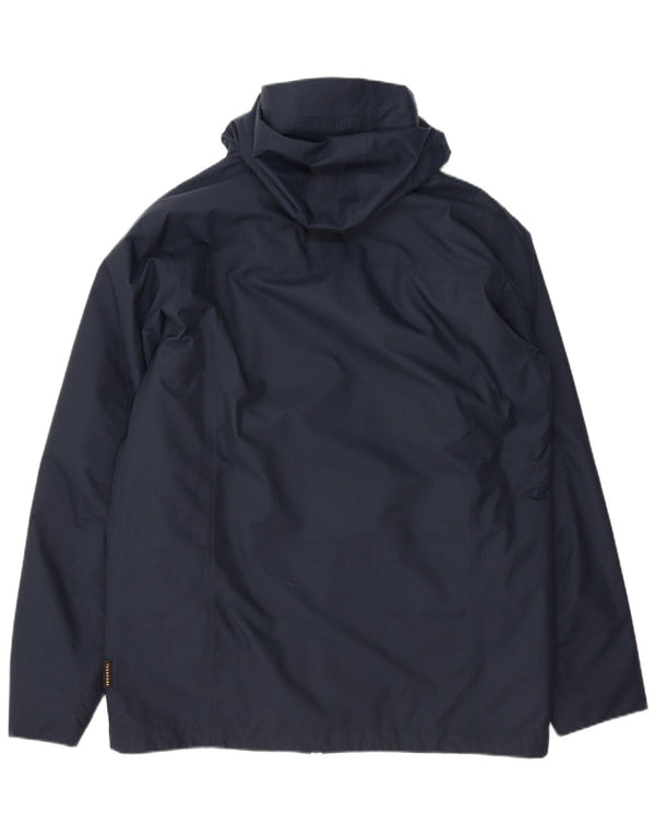Jack Wolfskin Herre Hooded Windbreaker Jacket UK 42 XL Navy Blue Polyester