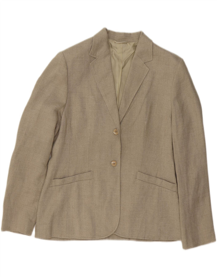 STEILMANN  Womens 2 Button Blazer Jacket UK 14 Large Beige Viscose