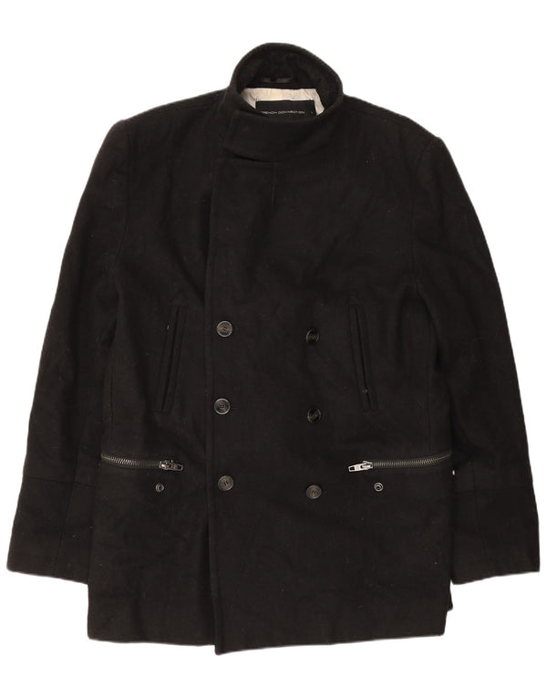 French Connection Herre Pea Coat UK 40 Large Black