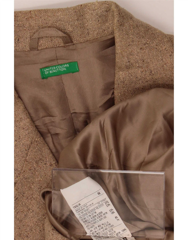 Benetton Dame 3-knaps Blazer Jacket IT 44 Medium Beige Polyester