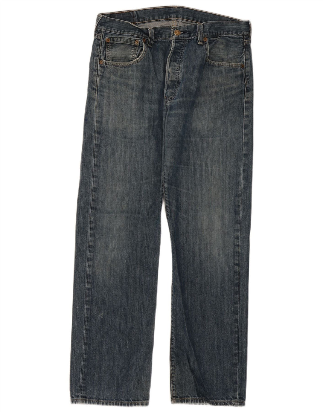 LEVI'S Herre 501 Straight Jeans W34 L32 Blå Bomuld