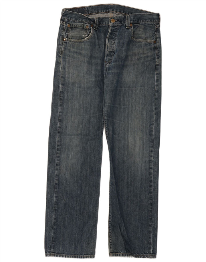 LEVI'S Herre 501 Straight Jeans W34 L32 Blå Bomuld