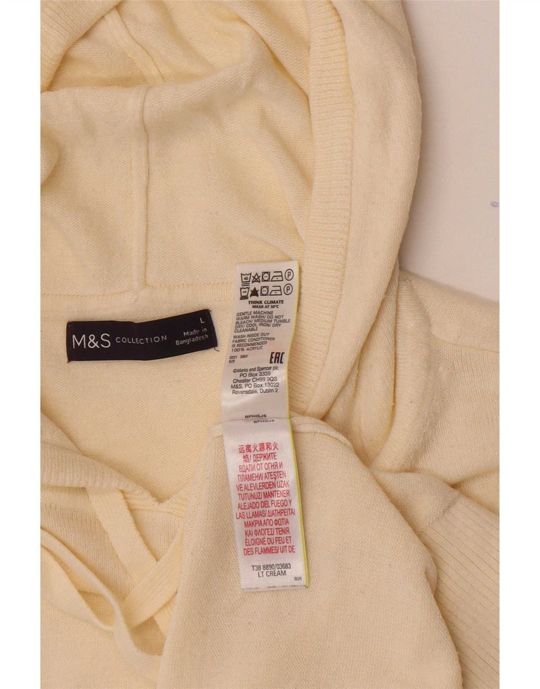 Marks & Spencer Dame-hættetrøje oversize sweater UK 16 Large Beige