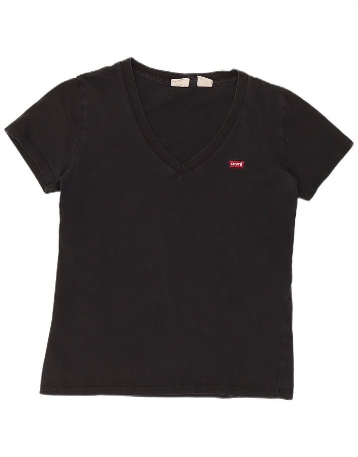 Levi's Dame T-Shirt Top UK 2 2XS Sort Bomuld